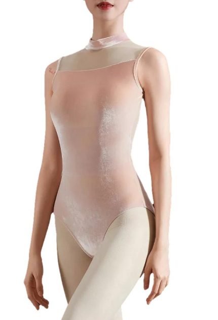 Shell Pink Velvet Leotard